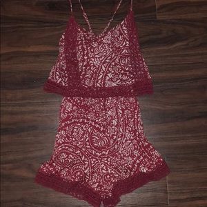 Lace patterned romper